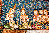 Bangkok Wat Arun - The wall murals inside the ubosot ordination hall illustrate the story of the last ten icarnation of Lord Buddha.  